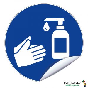 Adhésifs Obligation de se laver les mains avec du gel hydroalcoolique - Novap