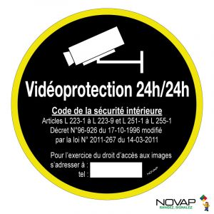 Panneau Vidéoprotection 24/24 - haute visibilité - Novap