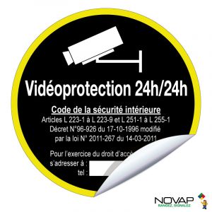 Adhésifs Vidéoprotection 24/24 - haute visibilité - Novap