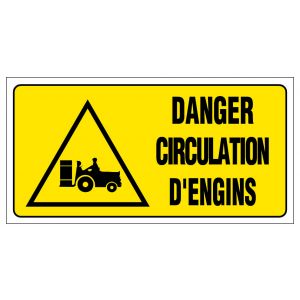 Panneau Danger circulation d'engins - Rigide 960x480mm - 4000466