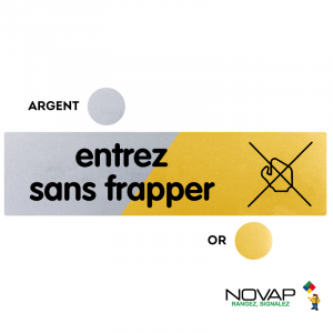 Plaquette Entrez sans frapper 170x45 - Argent & Or - NOVAP