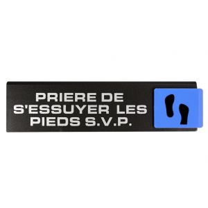 Plaquette de porte Priére de s'essuyer les pieds - Europe design 175x45mm - 4260259