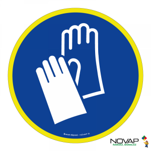 Panneau Port des gants de protection obligatoire - haute visibilité - Novap