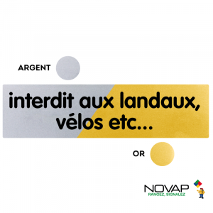 Plaquette Interdit aux landaus, vélos etc... 170x45 - Argent & Or - NOVAP