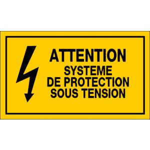 Panneau Attention système de protection sous tension - Rigide 330x200mm - 4161266