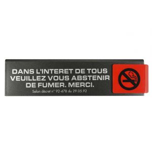 Plaquette de porte Dans l'interet de tous veuillez vous abstenir de fumer. Merci - Europe design 175x45mm - 4261003