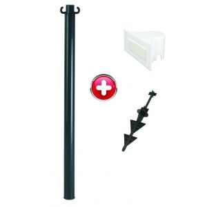 Poteau PVC Noir sur pointe avec support panneau - 2000536