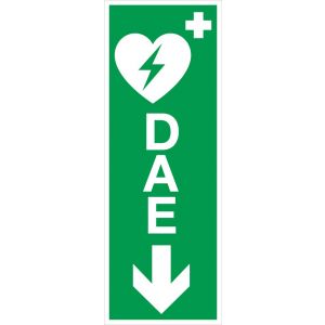 Panneau D.A.E. avec flèche en bas - vertical - Rigide 330x120mm - 4140933