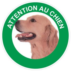 Panneau Attention au chien Golden retriever - Rigide Ø180mm - 4040325