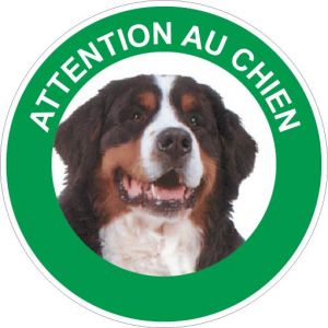 Panneau Attention au chien Bouvier bernois - Rigide Ø180mm - 4040455