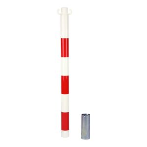 Kit de 2 poteaux acier Rouge/Blanc avec manchon - Novap