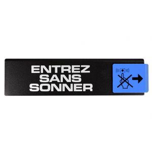 Plaquette de porte Entrez sans sonner - Europe design 175x45mm - 4260235