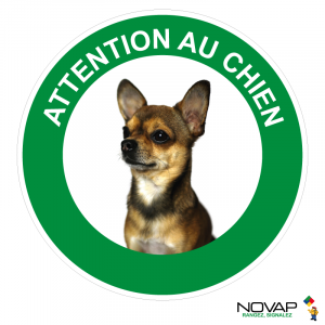 Panneau Attention au chien Chihuahua - Rigide Ø180mm - Novap