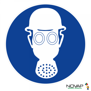 Panneau Obligation de porter un casque et un masque de protection respiratoire - Novap