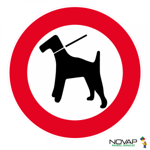 Panneau Interdit aux chiens sans laisse - Novap