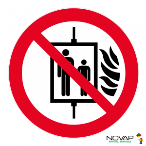 Panneau Interdiction d'utiliser l'ascenseur en cas d'incendie - Novap