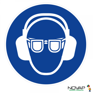 Panneau Obligation de porter des lunettes et un casque anti-bruit - Novap
