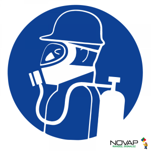 Panneau Obligation de porter un casque et un appareil respiratoire - Novap
