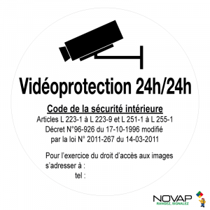 Panneau Vidéoprotection 24h/24h - Novap