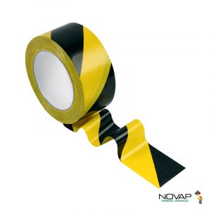 Ruban adhésif 50mmx33m Jaune/Noir - Novap