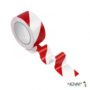 Ruban adhésif 50mmx33m Rouge/Blanc - Novap