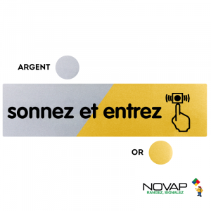 Plaquette Sonnez et entrez 170x45 - Argent & Or - NOVAP