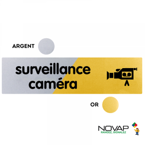 Plaquette Surveillance caméra 170x45 - Argent & Or - NOVAP