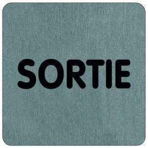 Plaque de porte Sortie (texte) - Aluminium brosse 100x100mm - 4384252