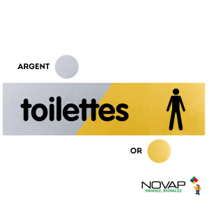 Plaquette Toilettes hommes 170x45 - Argent & Or - NOVAP
