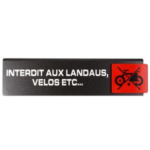 Plaquette de porte Interdit aux landaux, vélos... - Europe design 175x45mm - 4261096