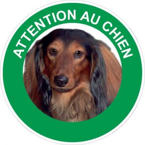 Panneau Attention au chien Teckel - Rigide Ø180mm - 4040400