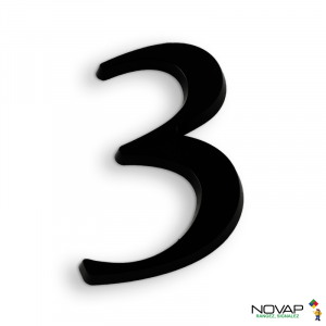 Chiffre 3 en relief autocollant - Noir