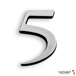 Chiffre 5 en relief autocollant - Argent
