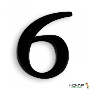 Chiffre 6 en relief autocollant - Noir