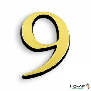 Chiffre 9 en relief autocollant - Or