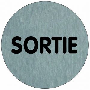 Plaquette de porte Sortie (texte) - Aluminium brosse Ø75mm - 4383255