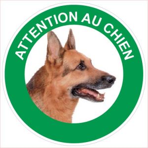 Panneau Attention au chien Berger allemand - Rigide Ø180mm - 4040370
