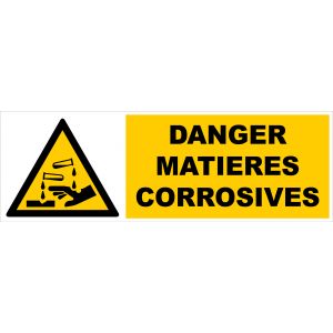 Panneau Danger matières corrosives - Rigide 450x150mm - 4030722