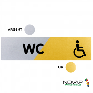 Plaquette WC Handicapés 170x45 - Argent & Or - NOVAP