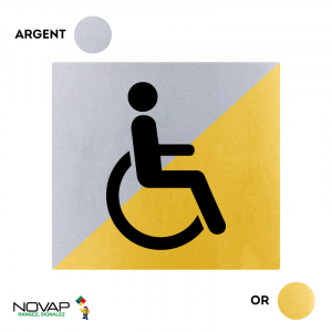 Plaquette WC handicapés 90x90 - Argent & Or - NOVAP