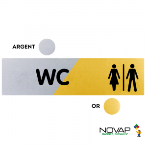 Plaquette WC Hommes-Femmes 170x45 - Argent & Or - NOVAP