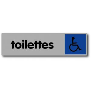 Plaquette de porte Toilettes avec logo handicapé - Plexiglas couleur 170x45mm - 4036731