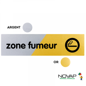 Plaquette Zone Fumeur 170x45 - Argent & Or - NOVAP