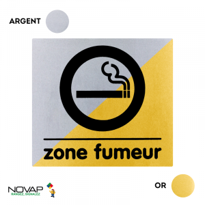 Plaquette Zone fumeur 90x90 - Argent & Or - NOVAP