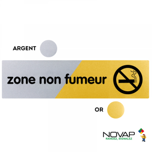 Plaquette zone non fumeur 170x45 - Argent & Or - NOVAP