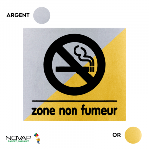 Plaquette Zone non fumeur 90x90 - Argent & Or - NOVAP