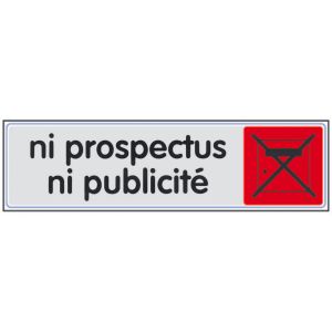 Plaquette de porte Ni prospectus ni publicité - Plexiglas couleur 170x45mm - 4036472