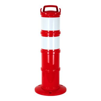 Balise de signalisation modulable Rouge avec deux bandes rétroréfléchissantes - Novap
