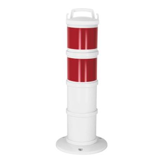 Balise de signalisation modulable Blanche avec deux bandes rétroréfléchissantes Rouges - Novap
