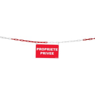 Kit de délimitation chaîne rouge/blanc et panneau propriété privée - Novap